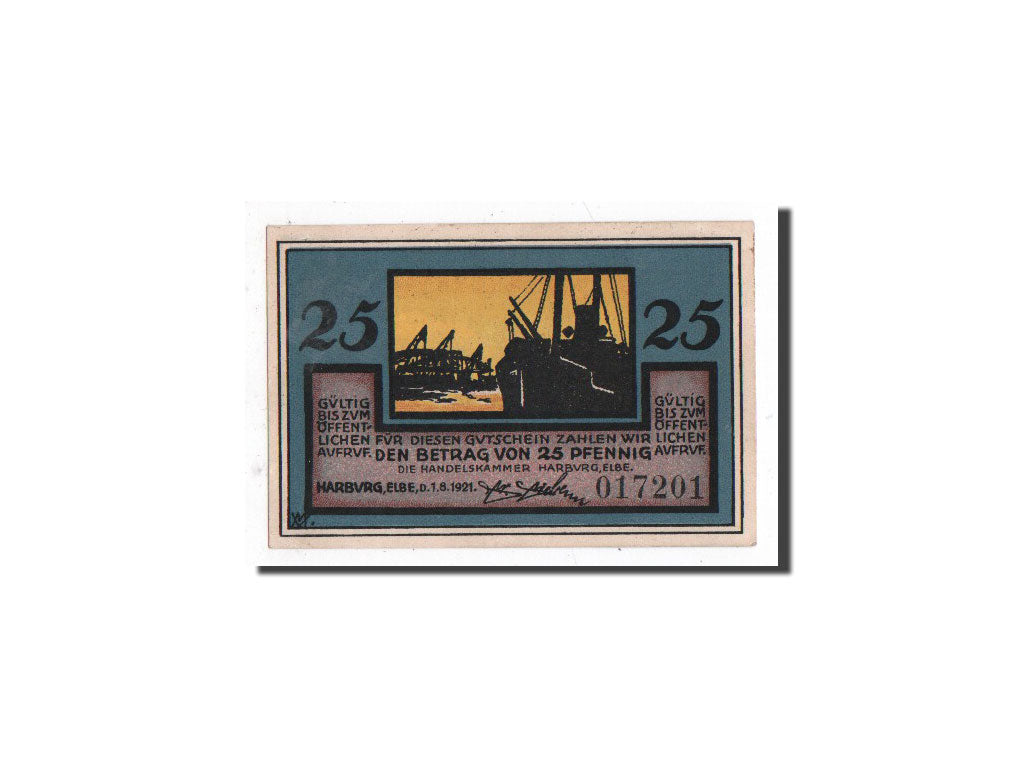 Banknote, Germany, Harburg, 25 Pfennig, calèche, 1921, 1921-08-01, UNC(65-70)