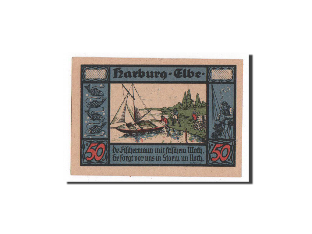 Banknote, Germany, Harburg, 50 Pfennig, bateau, 1921, 1921-09-15, UNC(65-70)