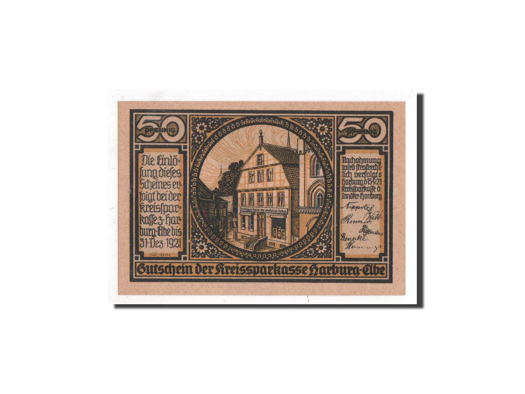 Banknote, Germany, Harburg, 50 Pfennig, paysage 2, 1921, 1921-09-15, UNC(65-70)