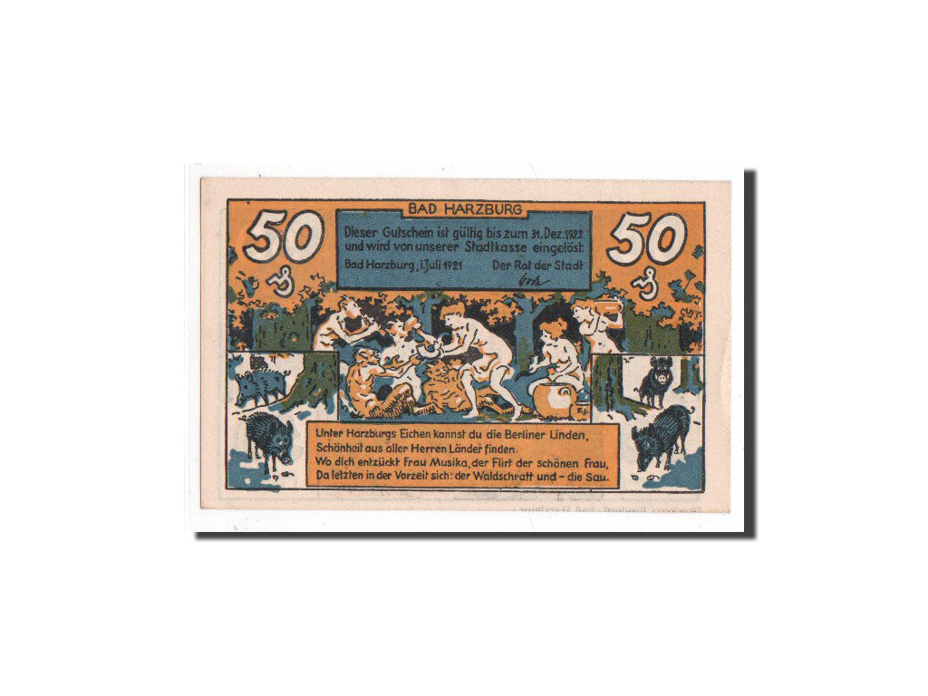 Banknote, Germany, Harburg, 50 Pfennig, personnage, 1921, Undated, UNC(65-70)