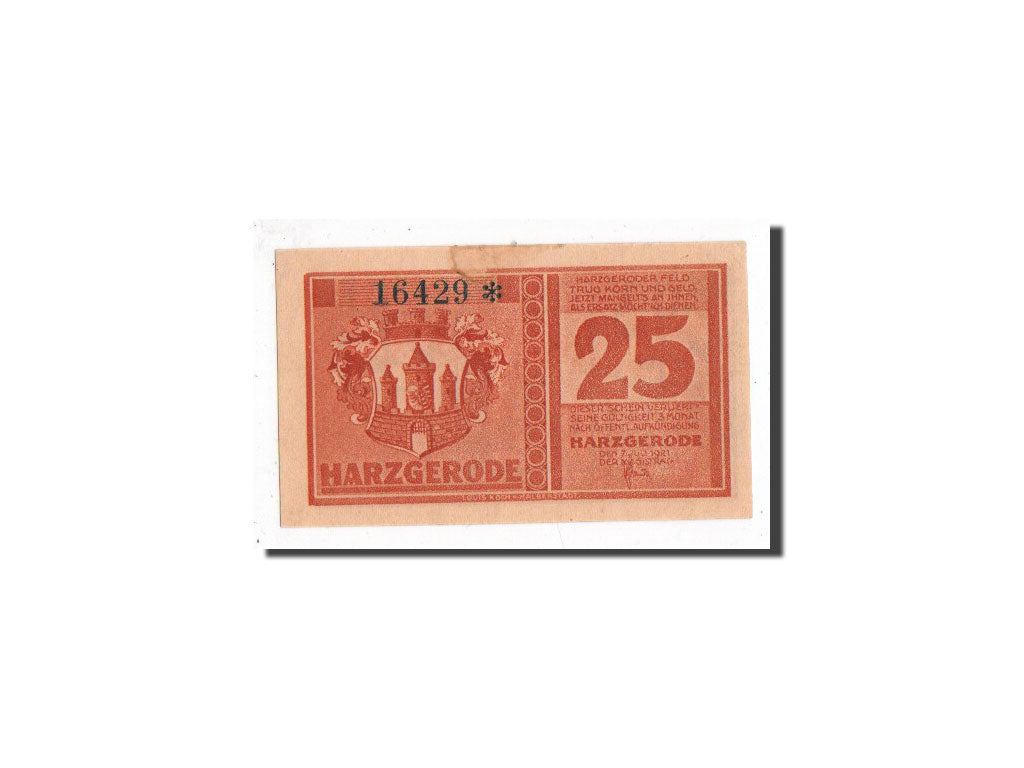 Banknote, Germany, Harzgerode, 25 Pfennig, paysage, 1921, 1921-07-07