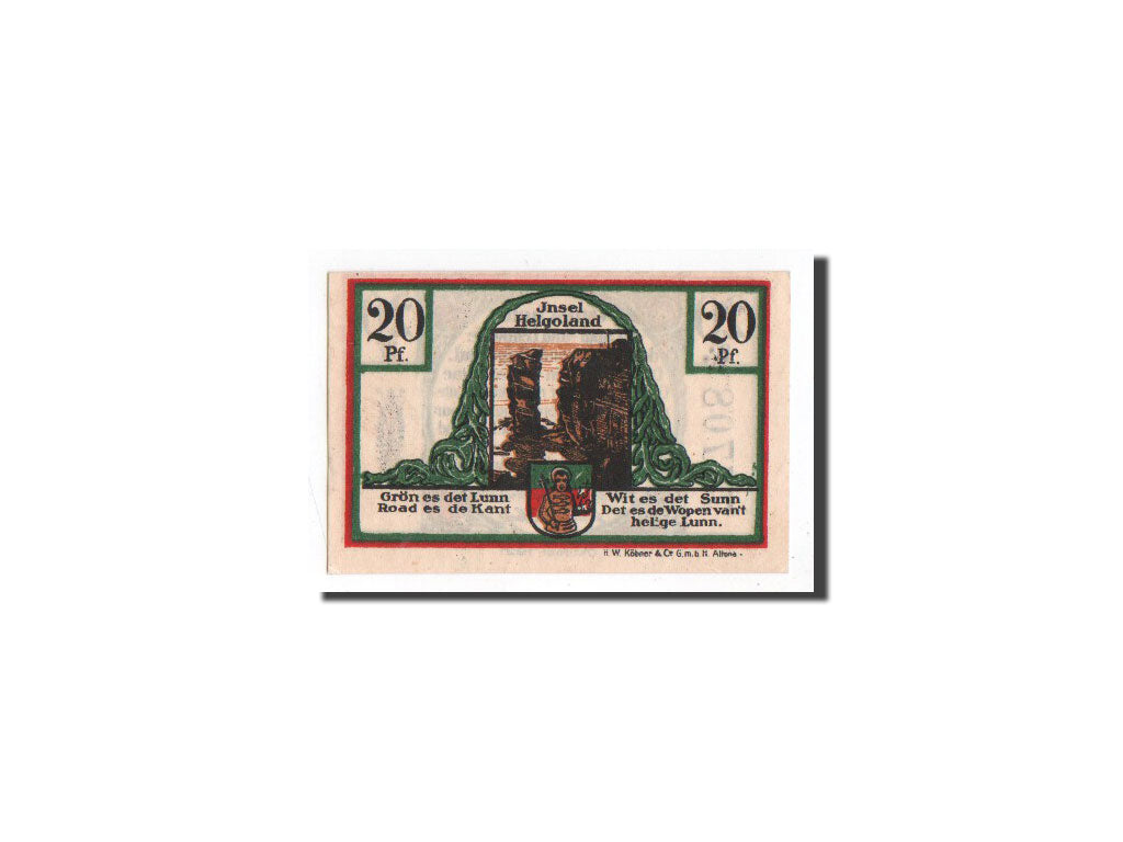Banknote, Germany, Helgoland, 20 Pfennig, paysage, 1921, Undated, UNC(65-70)