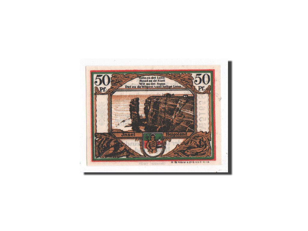 Banknote, Germany, Helgoland, 50 Pfennig, paysage, 1921, Undated, UNC(65-70)