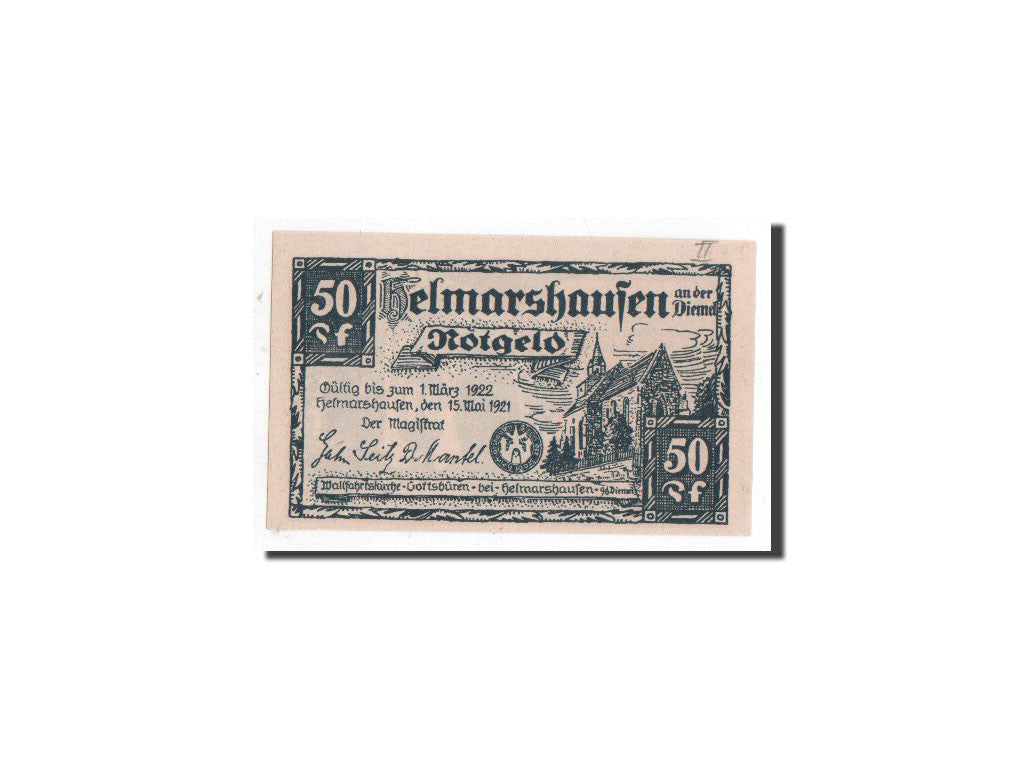 Banknot, Niemcy, Helmarshausen, 50 Pfennig, mort, 1921, 1921-05-15, UNC(65-70)