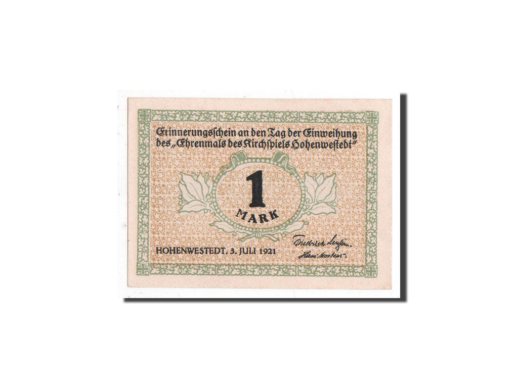 Banknote, Germany, Hohenwestedt, 1 Mark, construction, 1921, 1921-07-03