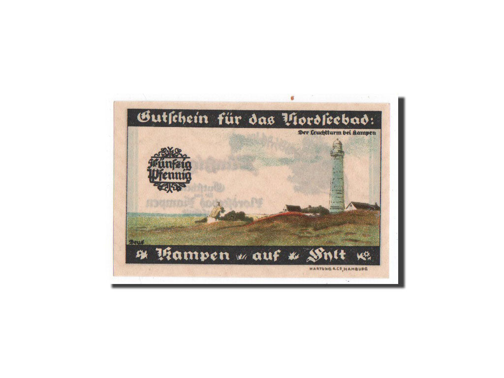 Banknote, Germany, Kampen, 50 Pfennig, paysage, 1921, 1921-09-01, UNC(65-70)