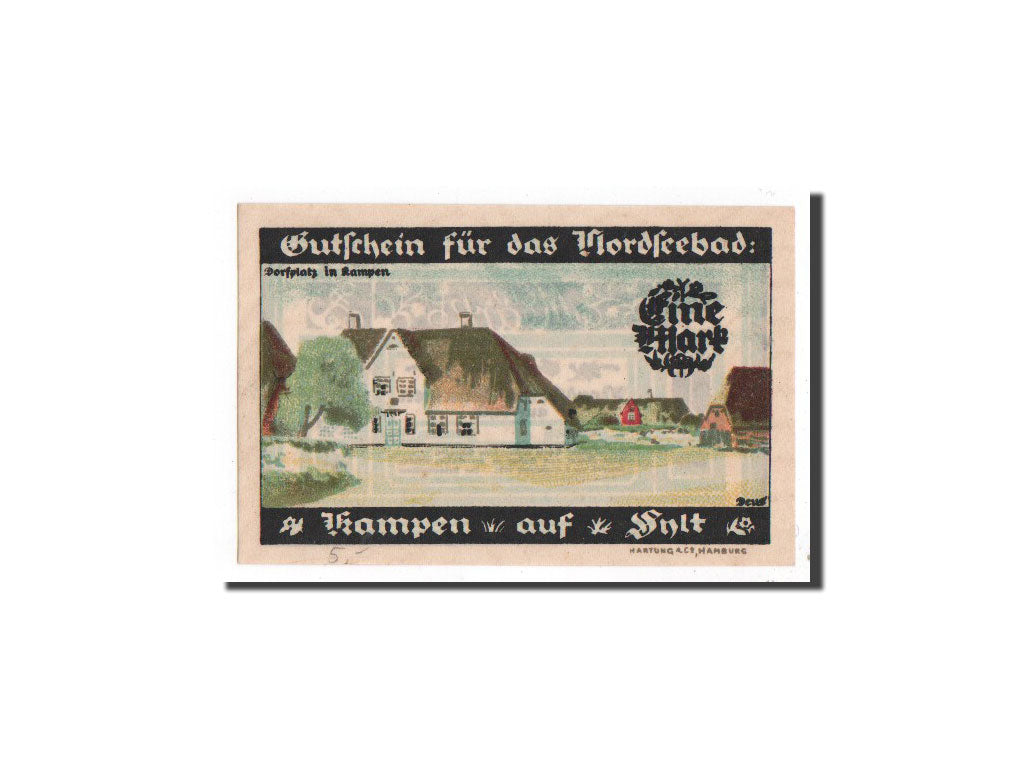 Banconote, Germania, Kampen, 1 Mark, paysage, 1921, 1921-09-01, FDS, Mehl:674.1a