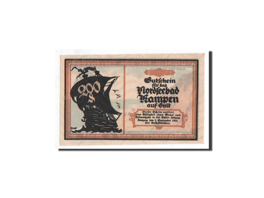 Banknot, Niemcy, Kampen, 2 Mark, paysage, 1921, 1921-09-01, UNC(65-70)