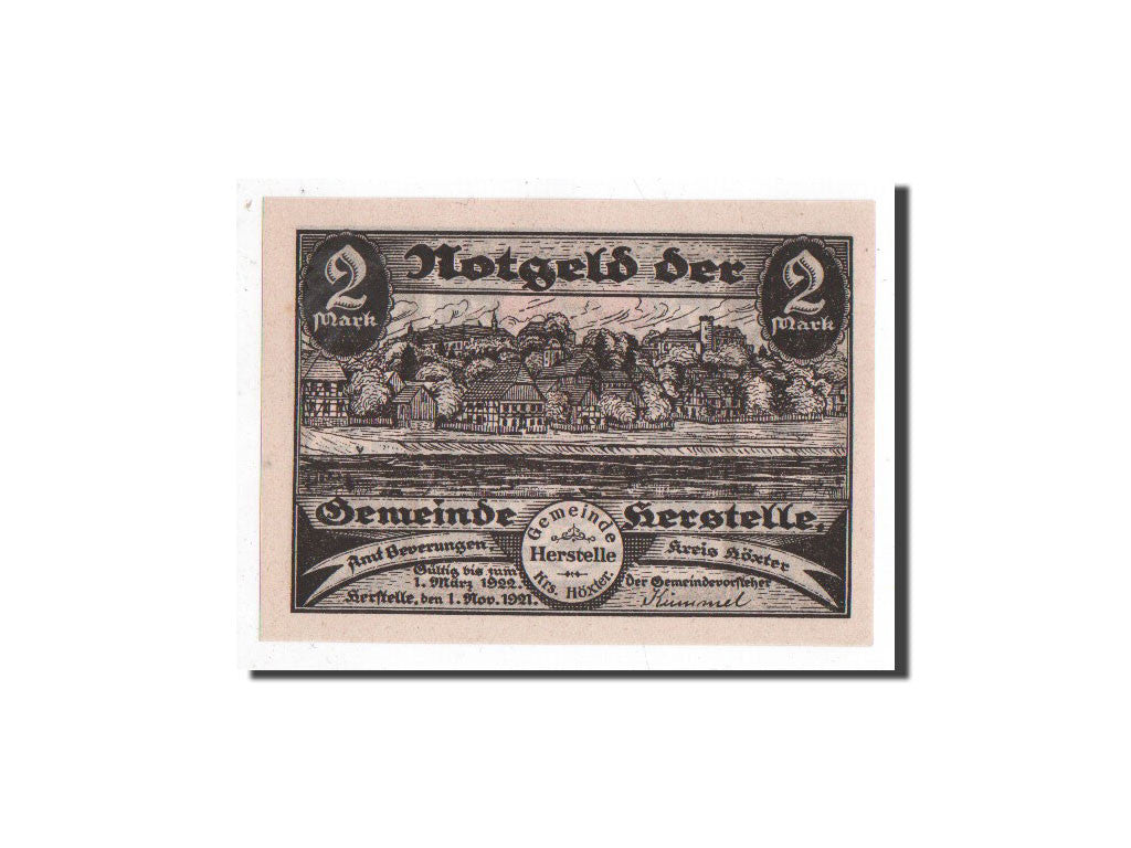Banknot, Niemcy, Herstelle, 2 Mark, Ecusson, 1921, 1921-11-01, UNC(65-70)