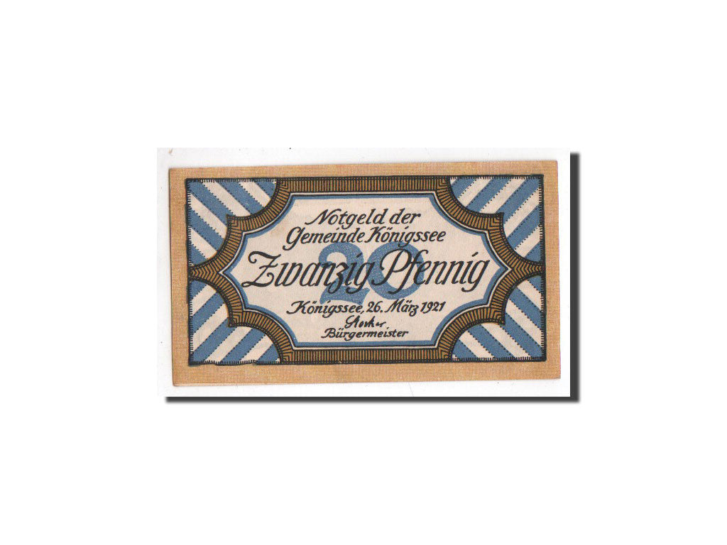 Banknote, Germany, Königssee, 20 Pfennig, paysage, 1921, 1921-03-26