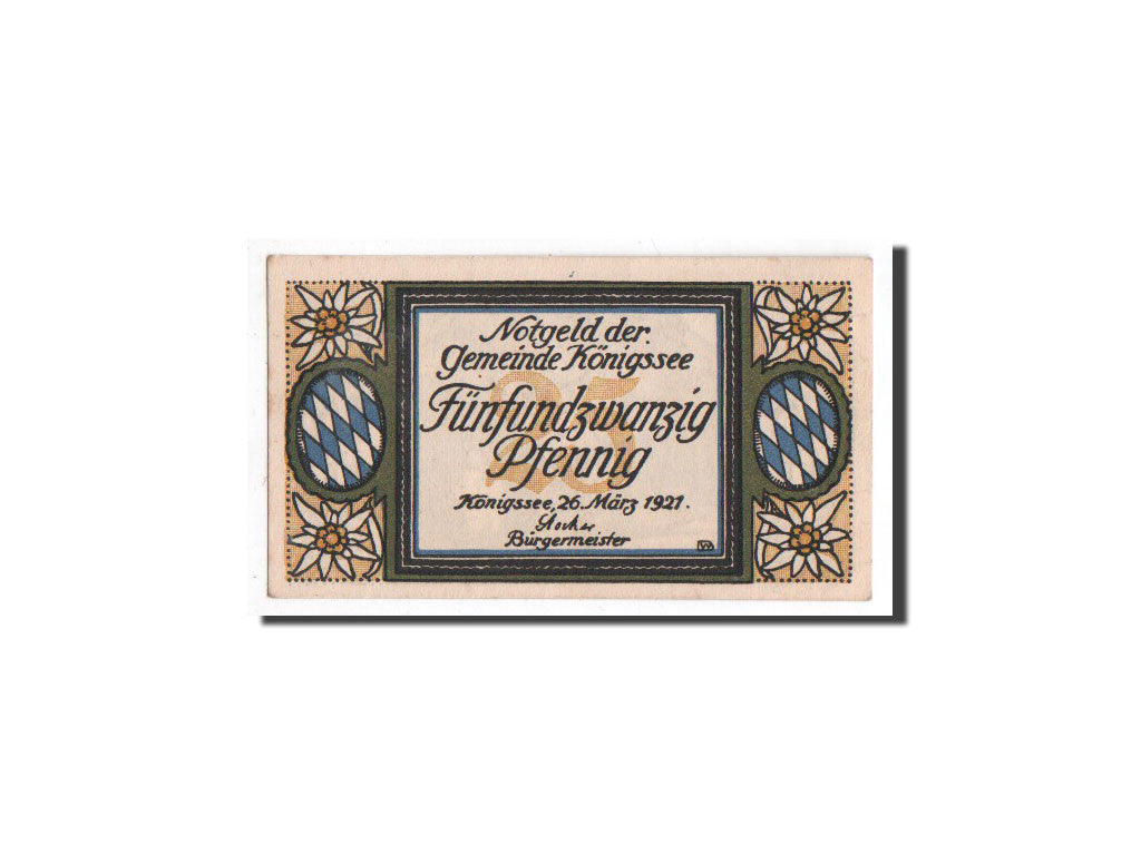 Banknote, Germany, Königssee, 25 Pfennig, paysage, 1921, 1921-03-26