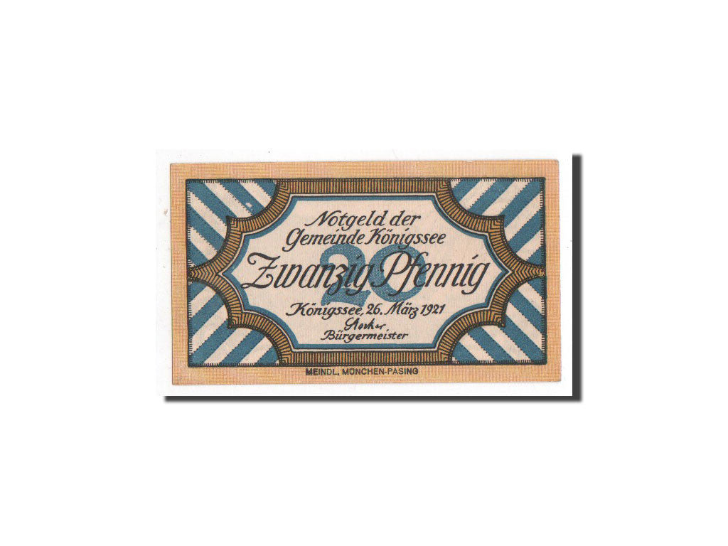 Banknote, Germany, Königssee, 20 Pfennig, paysage, 1921, 1921-03-26