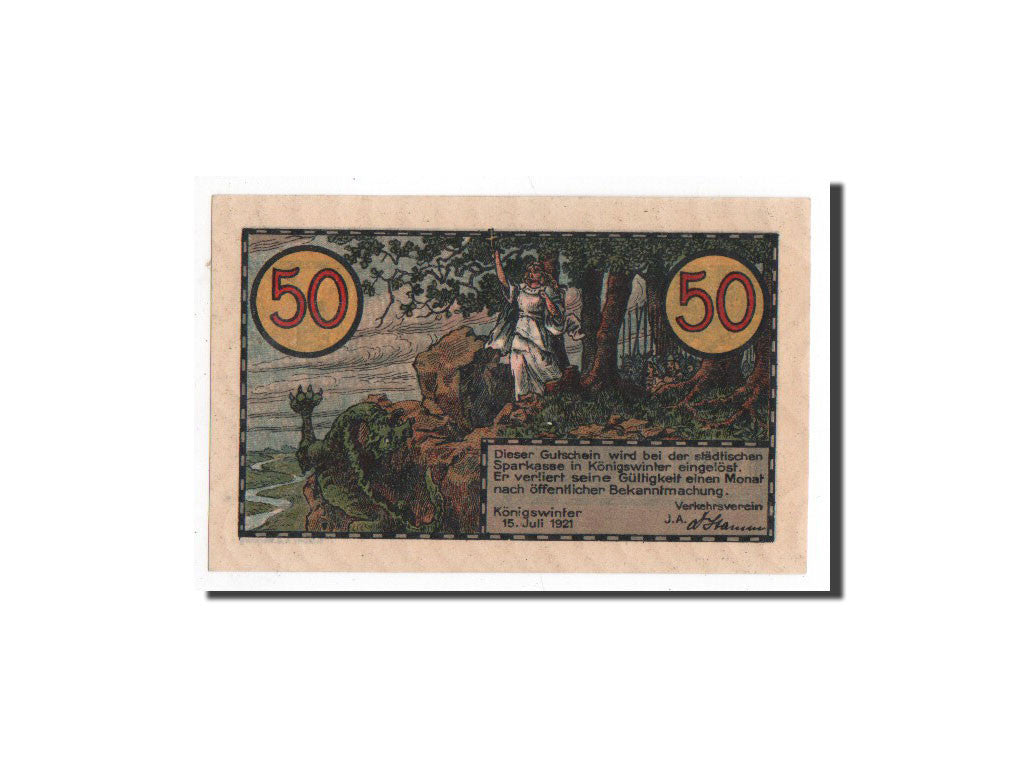 Banknote, Germany, Königswinter, 50 Pfennig, château, 1921, 1921-07-15
