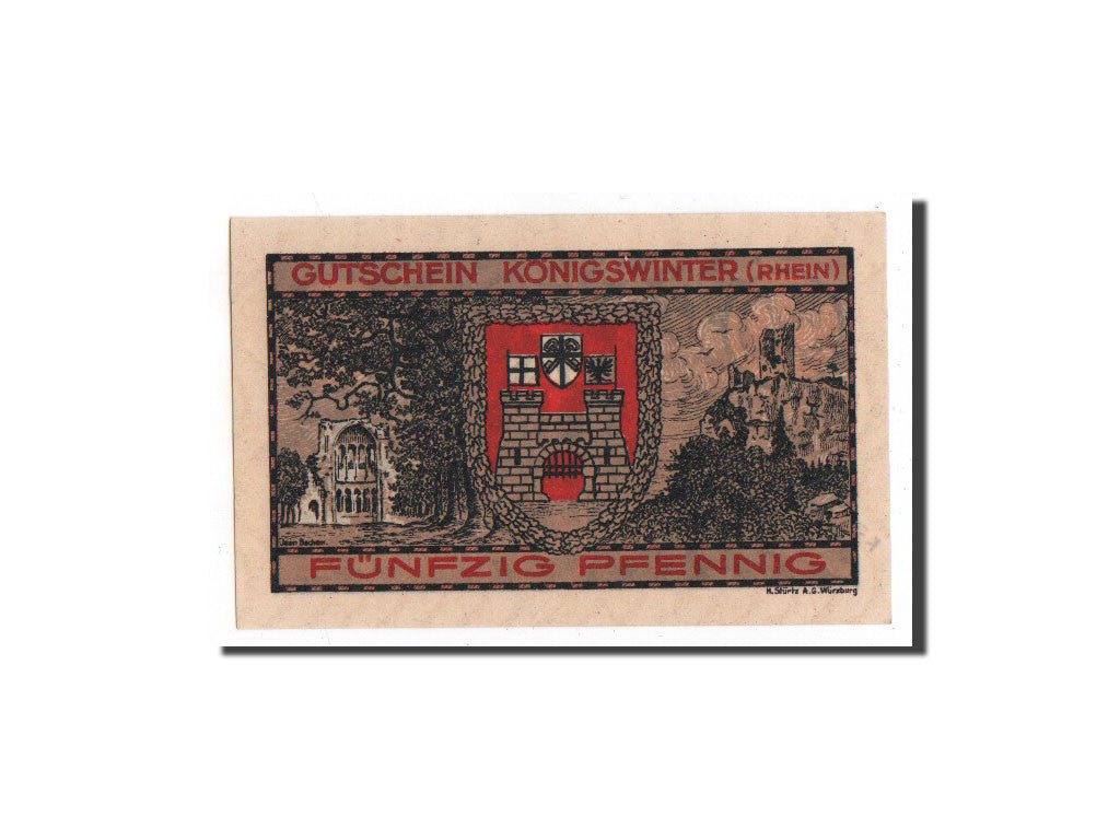Banknote, Germany, Königswinter, 50 Pfennig, château, 1921, 1921-07-15
