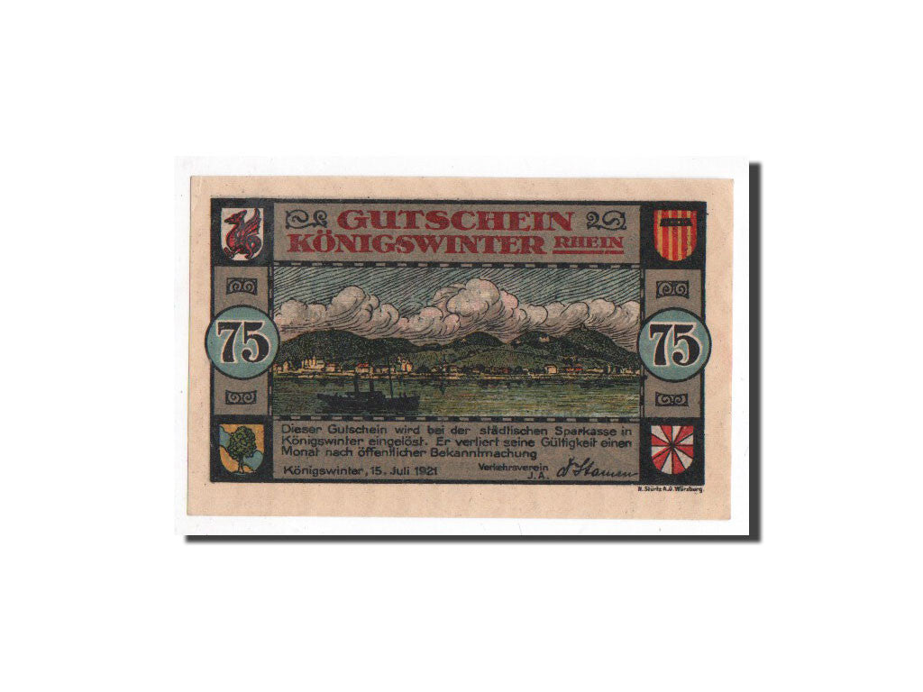 Banknote, Germany, Königswinter, 75 Pfennig, chateau 1, 1921, 1921-07-15