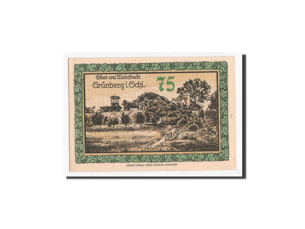 Banknote, Germany, Grunberg Stadt, 75 Pfennig, paysage 1, O.D, Undated