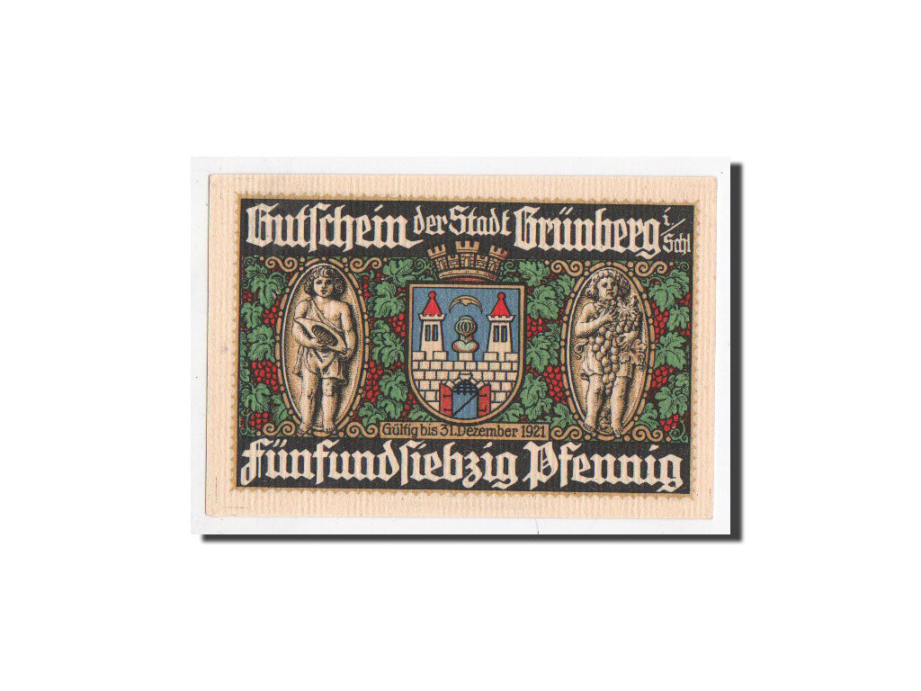 Banknote, Germany, Grunberg Stadt, 75 Pfennig, paysage 2, O.D, Undated