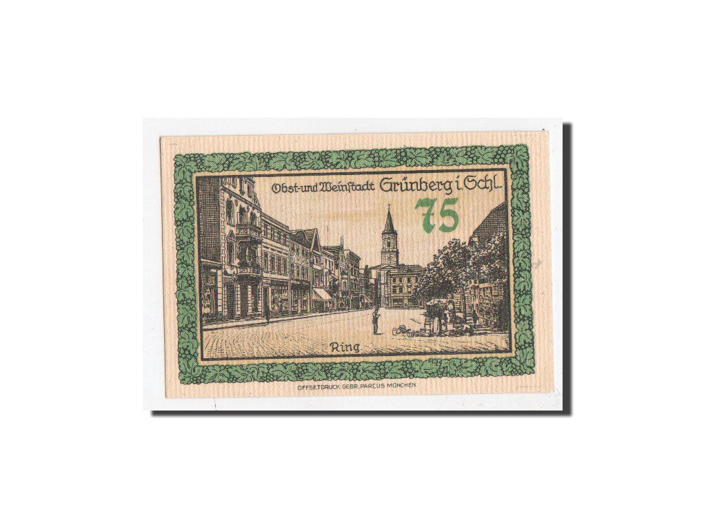 Banknote, Germany, Grunberg Stadt, 75 Pfennig, paysage 2, O.D, Undated