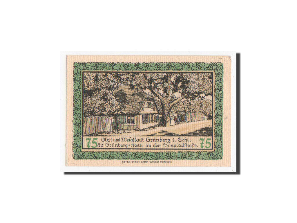 Banknot, Niemcy, Grunberg Stadt, 75 Pfennig, paysage 3, O.D, Undated