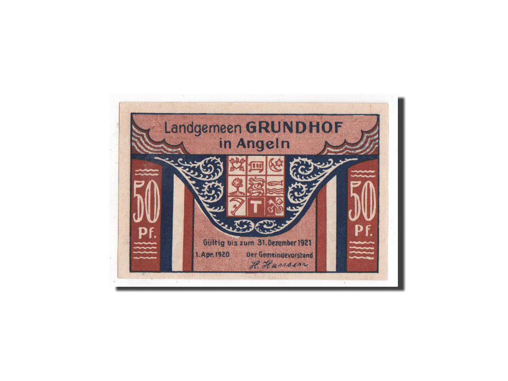 Banknote, Germany, Grundhof, 50 Pfennig, Eglise, 1920, 1920-04-01, UNC(65-70)