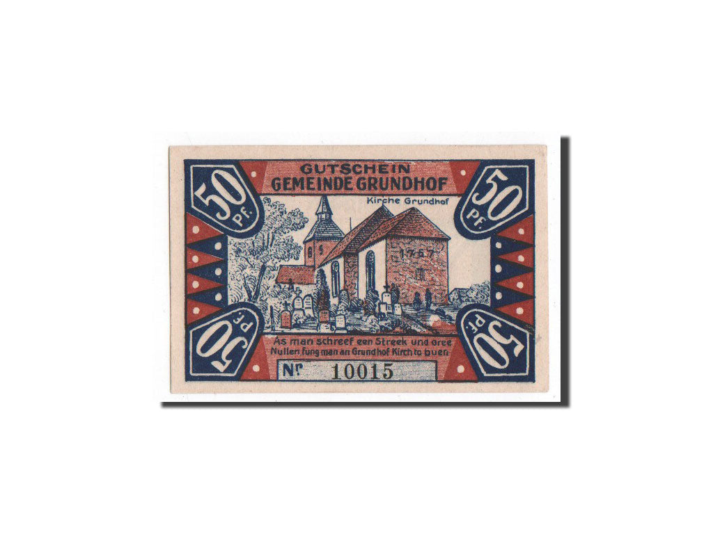 Banknote, Germany, Grundhof, 50 Pfennig, Eglise, 1920, 1920-04-01, UNC(65-70)