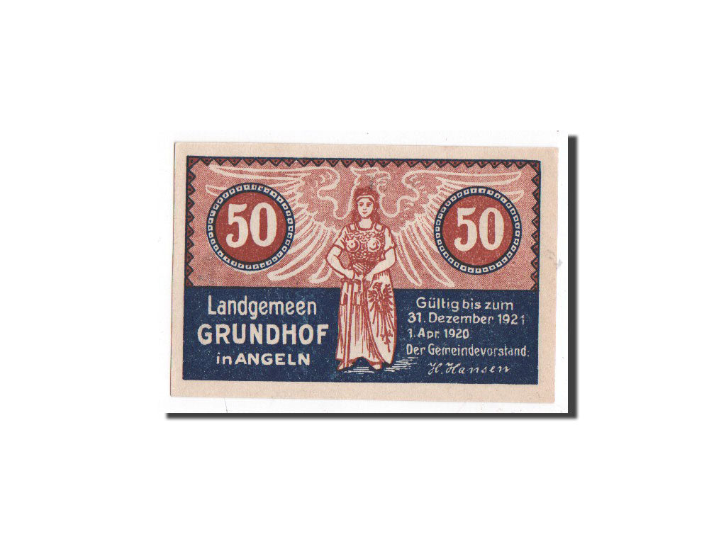 Banknote, Germany, Grundhof, 50 Pfennig, personnage, 1920, 1920-04-01