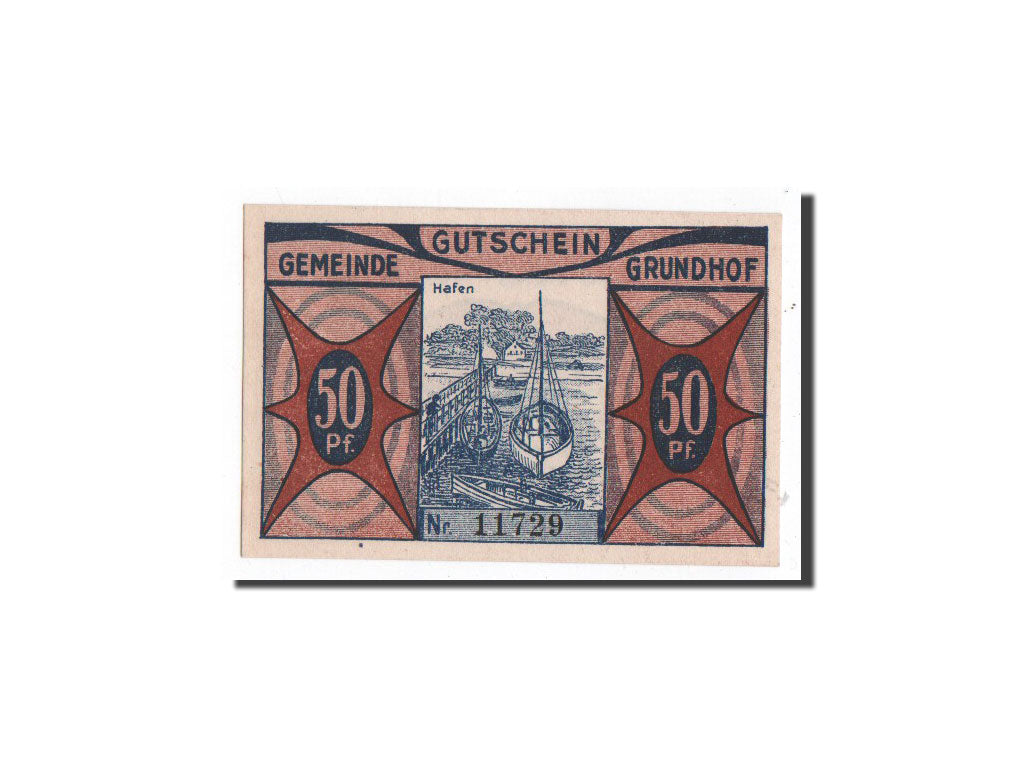 Banknote, Germany, Grundhof, 50 Pfennig, bateau, 1920, 1920-04-01, UNC(65-70)