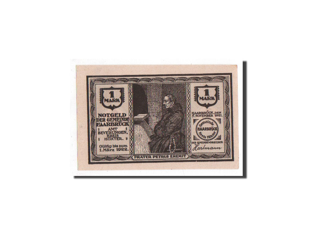 Banknot, Niemcy, Haarbrück, 1 Mark, Eglise, 1921, 1921-11-05, UNC(65-70)