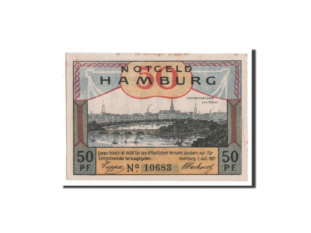 Banknot, Niemcy, Hamburg, 50 Pfennig, militaire, 1921, 1921-07-01, UNC(65-70)