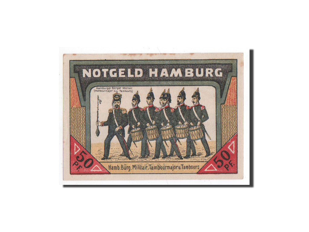Banknot, Niemcy, Hamburg, 50 Pfennig, militaire, 1921, 1921-07-01, UNC(65-70)