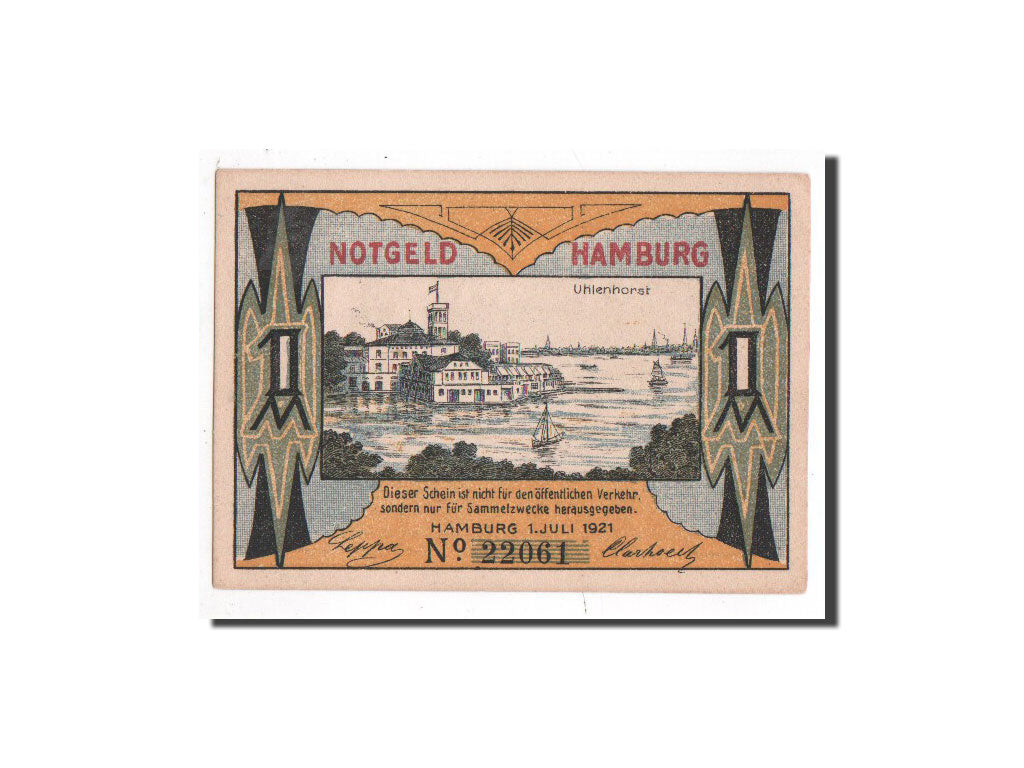 Banknote, Germany, Hamburg, 1 Mark, militaire, 1921, 1921-07-01, UNC(65-70)