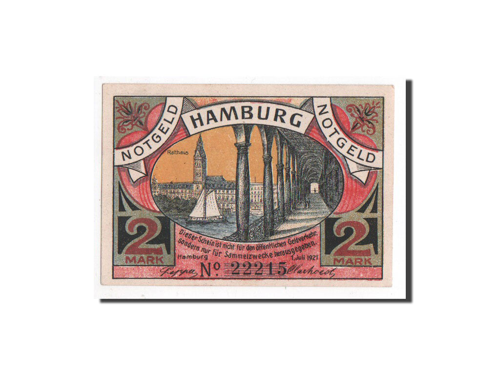 Banknote, Germany, Hamburg, 2 Mark, militaire, 1921, 1921-07-01, UNC(65-70)