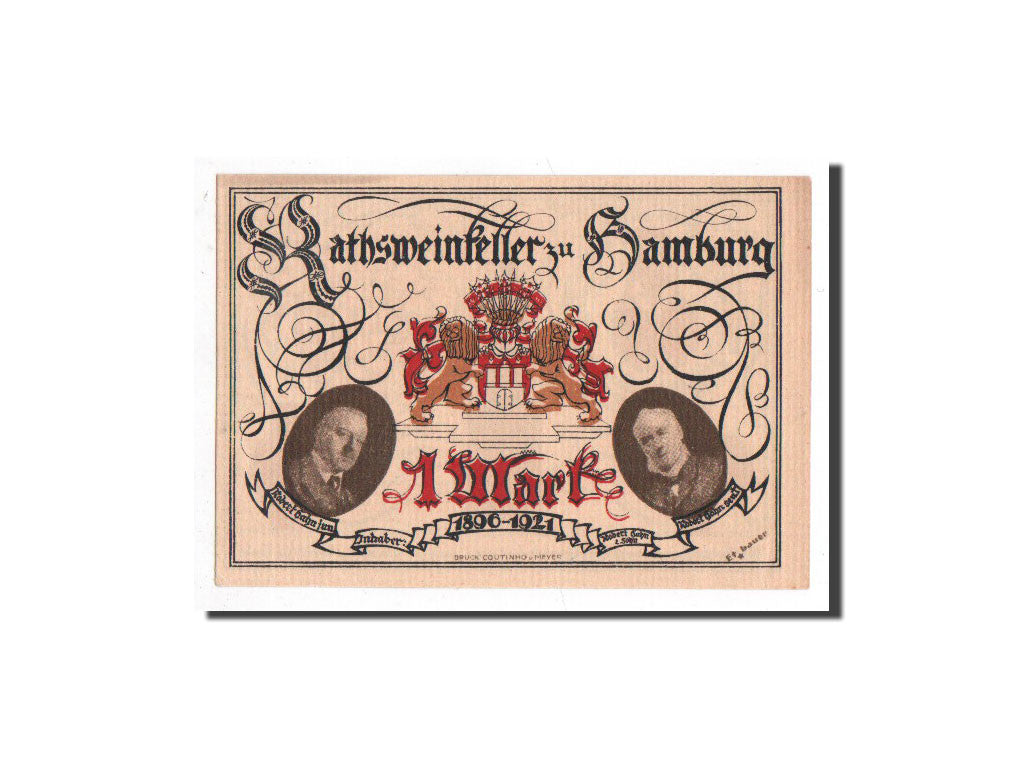 Banknote, Germany, Hamburg, 1 Mark, Monument, 1921, Undated, UNC(65-70)