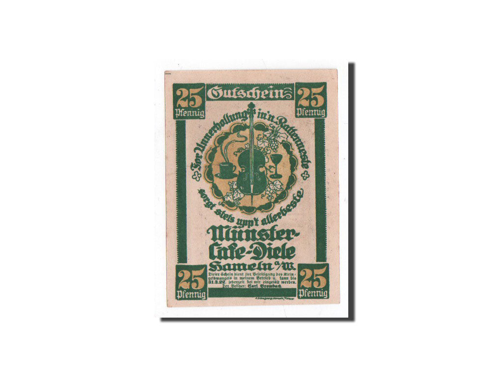 Banknote, Germany, Hameln, 25 Pfennig, personnage, O.D, Undated, UNC(65-70)