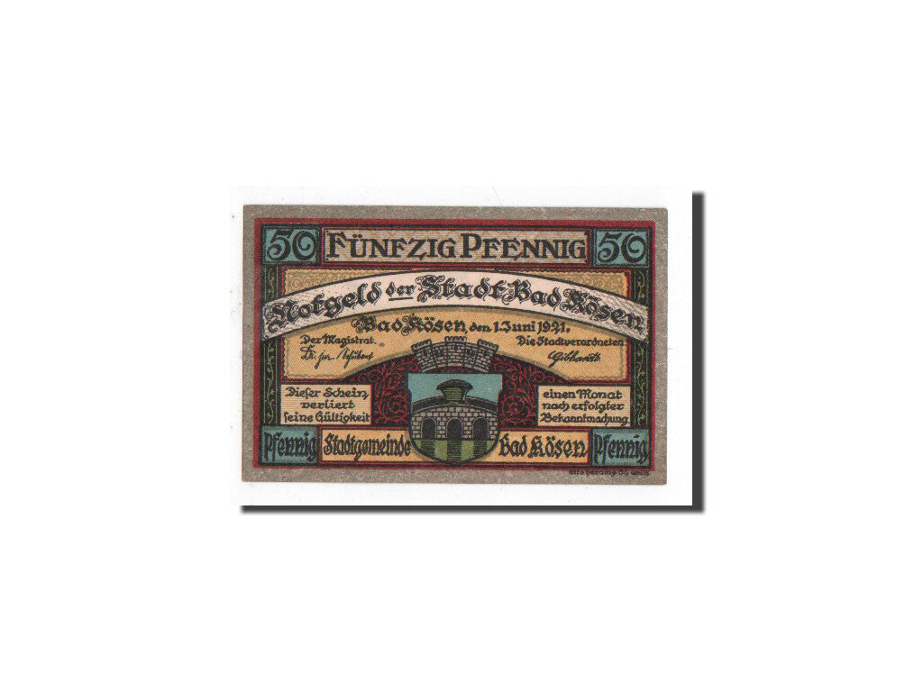 Banknote, Germany, Kösen, Bad, 50 Pfennig, paysage, 1921, 1921-06-01
