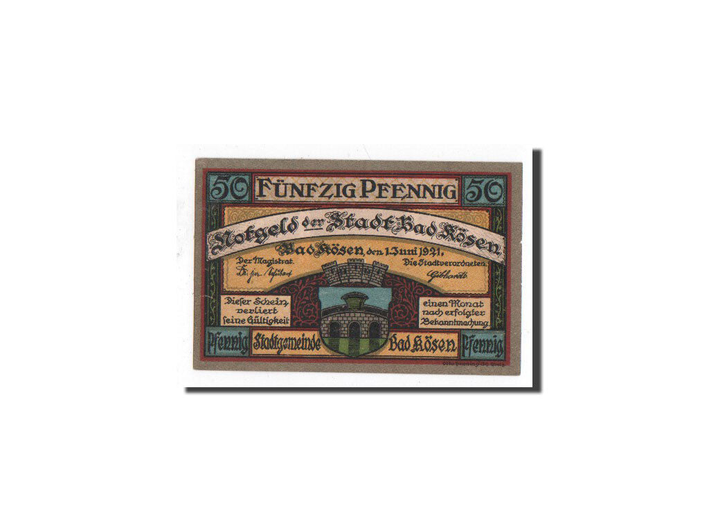 Banknote, Germany, Kösen, Bad, 50 Pfennig, drapeau, 1921, 1921-06-01