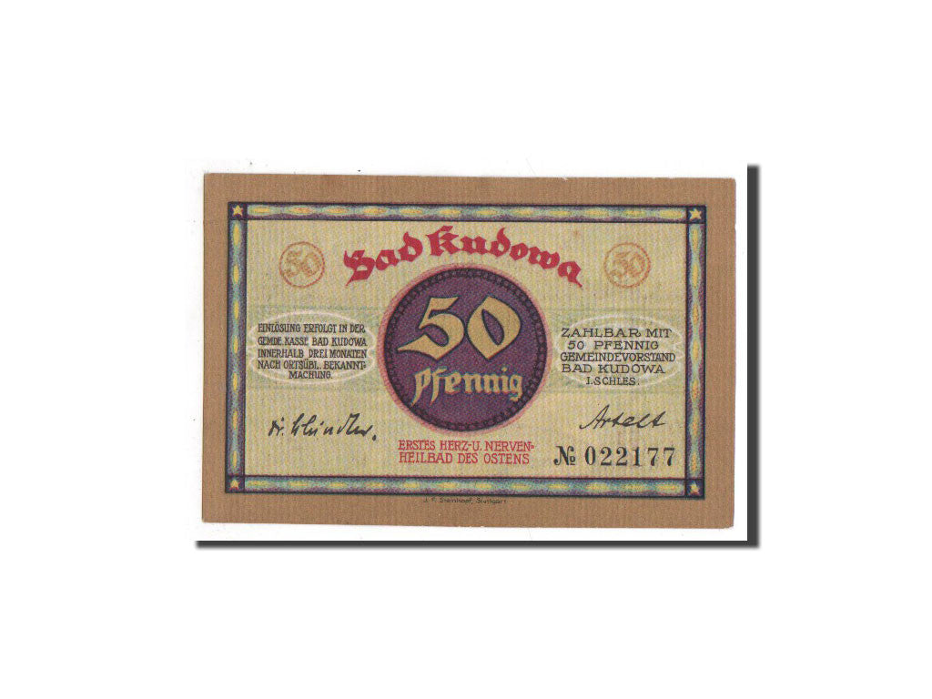 Banknote, Germany, Kudowa, 50 Pfennig, paysage, O.D, Undated, UNC(65-70)