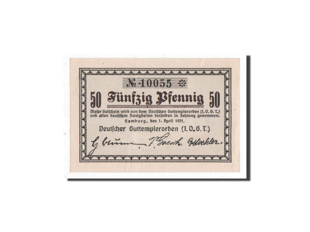 Banknote, Germany, Hamburg, 50 Pfennig, personnage, 1921, 1921-04-01