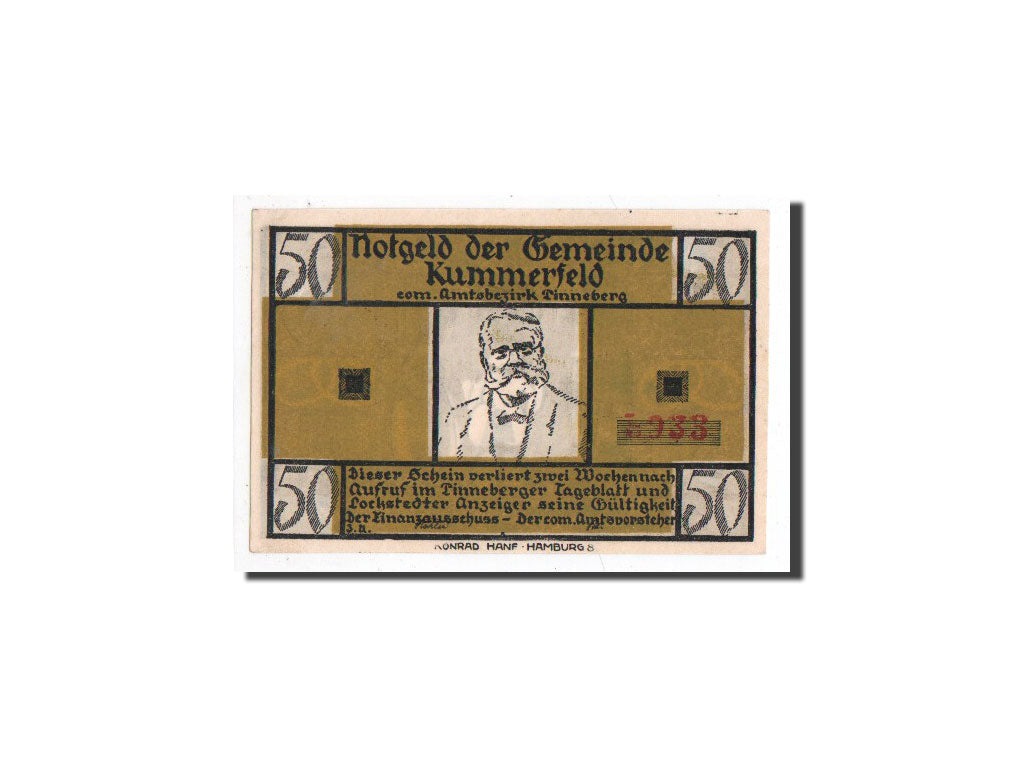 Banknote, Germany, Kummerfeld, 50 Pfennig, personnage, O.D, Undated, UNC(65-70)