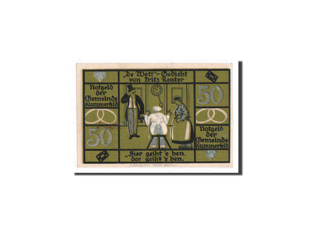 Banknote, Germany, Kummerfeld, 50 Pfennig, personnage, O.D, Undated, UNC(65-70)