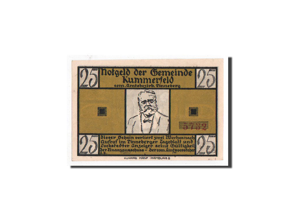 Banknote, Germany, Kummerfeld, 25 Pfennig, personnage, O.D, Undated, UNC(65-70)