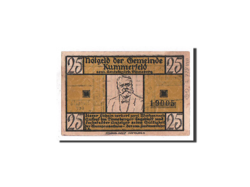 Banknote, Germany, Kummerfeld, 25 Pfennig, personnage 1, O.D, Undated, UNC(64)