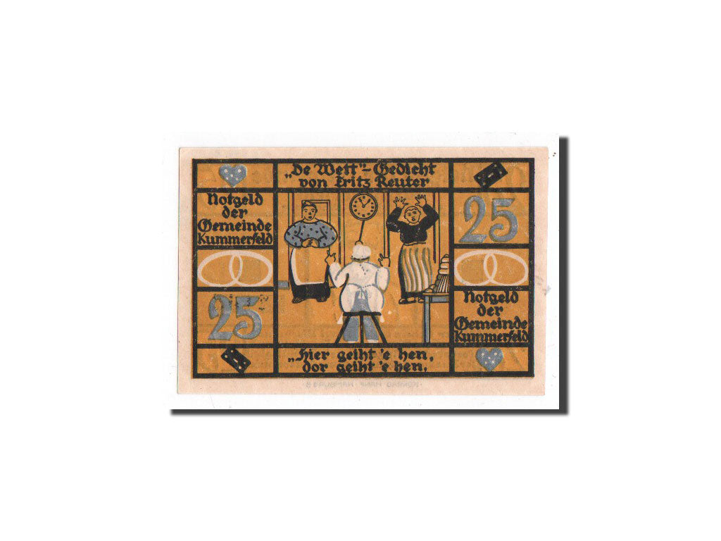 Banknote, Germany, Kummerfeld, 25 Pfennig, personnage, O.D, Undated, UNC(65-70)