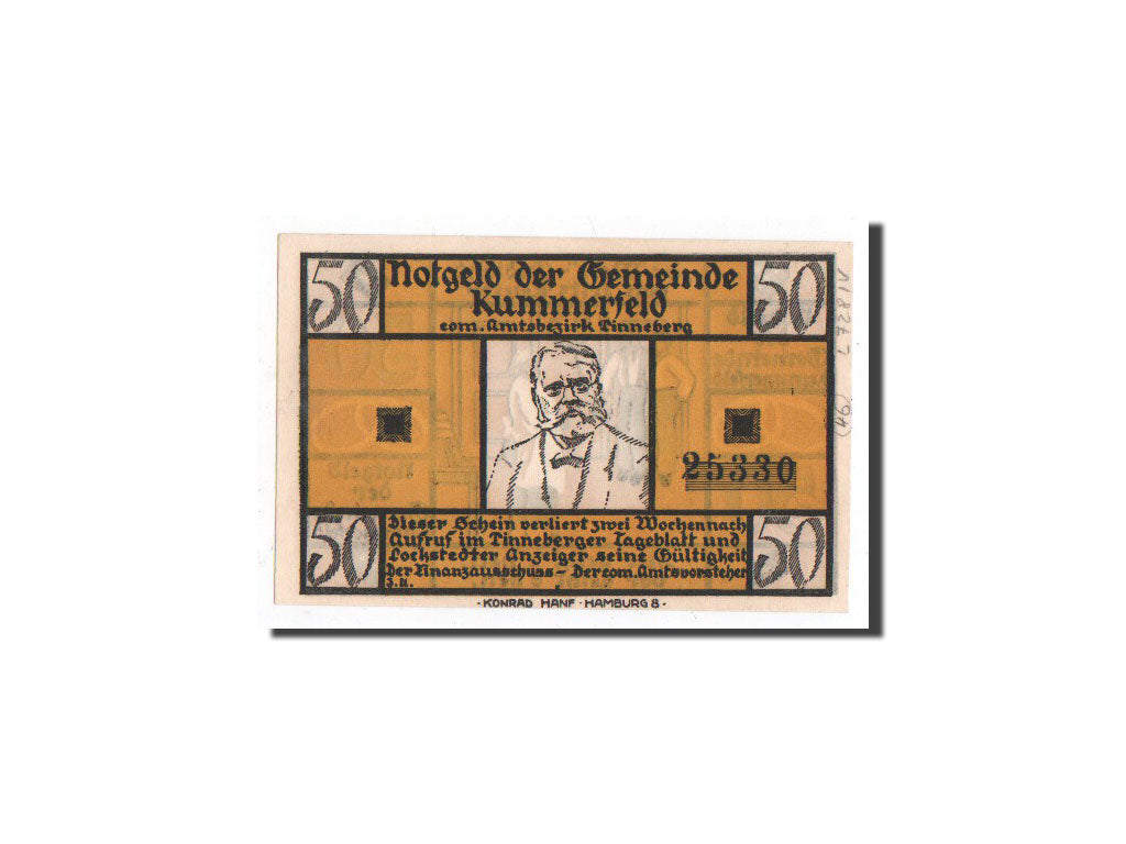 Banknote, Germany, Kummerfeld, 50 Pfennig, personnage, O.D, Undated, UNC(65-70)