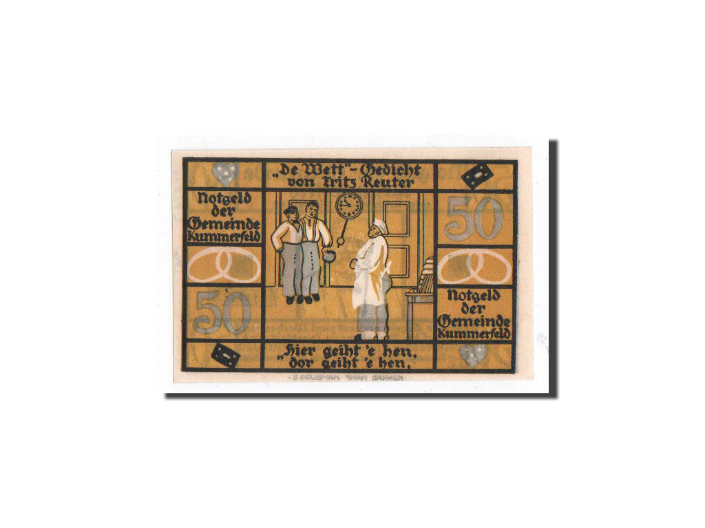 Banknote, Germany, Kummerfeld, 50 Pfennig, personnage, O.D, Undated, UNC(65-70)