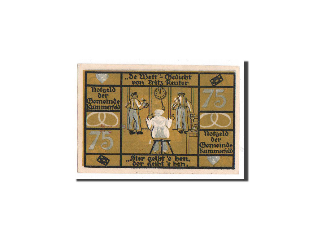 Banknote, Germany, Kummerfeld, 75 Pfennig, personnage, O.D, Undated, UNC(65-70)