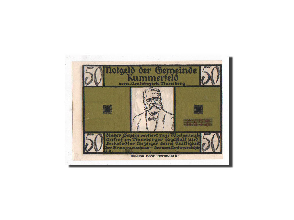 Banknote, Germany, Kummerfeld, 50 Pfennig, personnage, O.D, Undated, UNC(65-70)