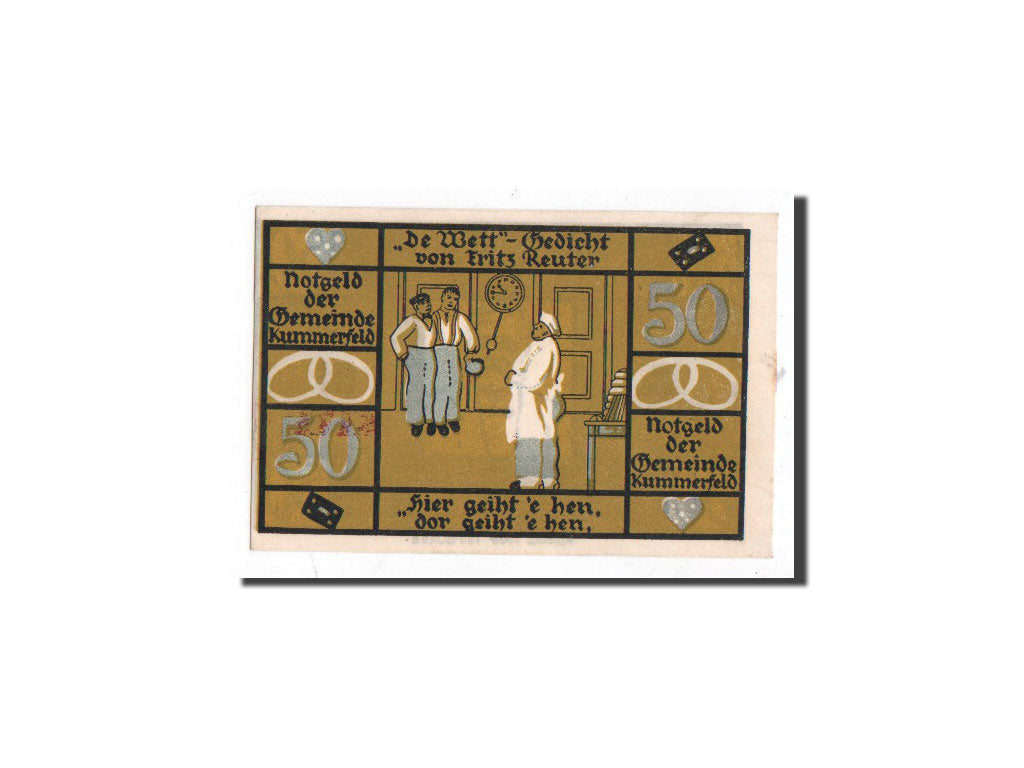 Banknote, Germany, Kummerfeld, 50 Pfennig, personnage, O.D, Undated, UNC(65-70)