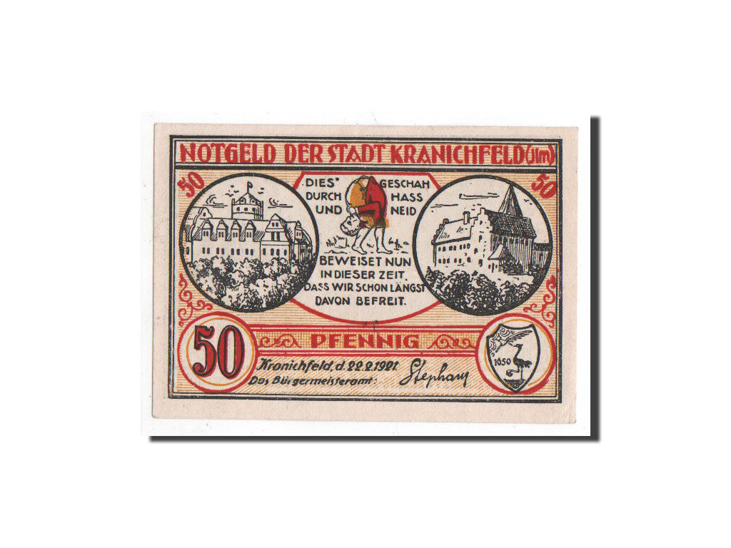 Banknote, Germany, Kranichfeld, 50 Pfennig, Maison, 1921, 1921-02-22