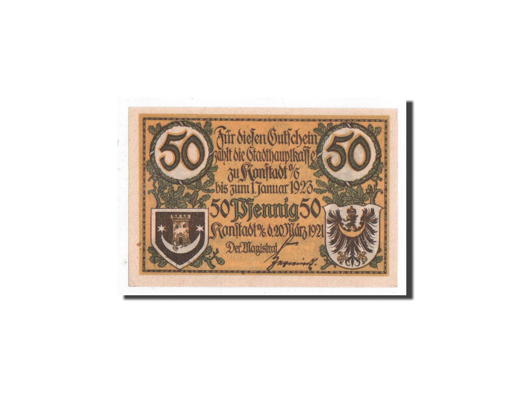 Biljet, Duitsland, Konstadt, 50 Pfennig, cavalier, 1921, 1921-03-20, NIEUW